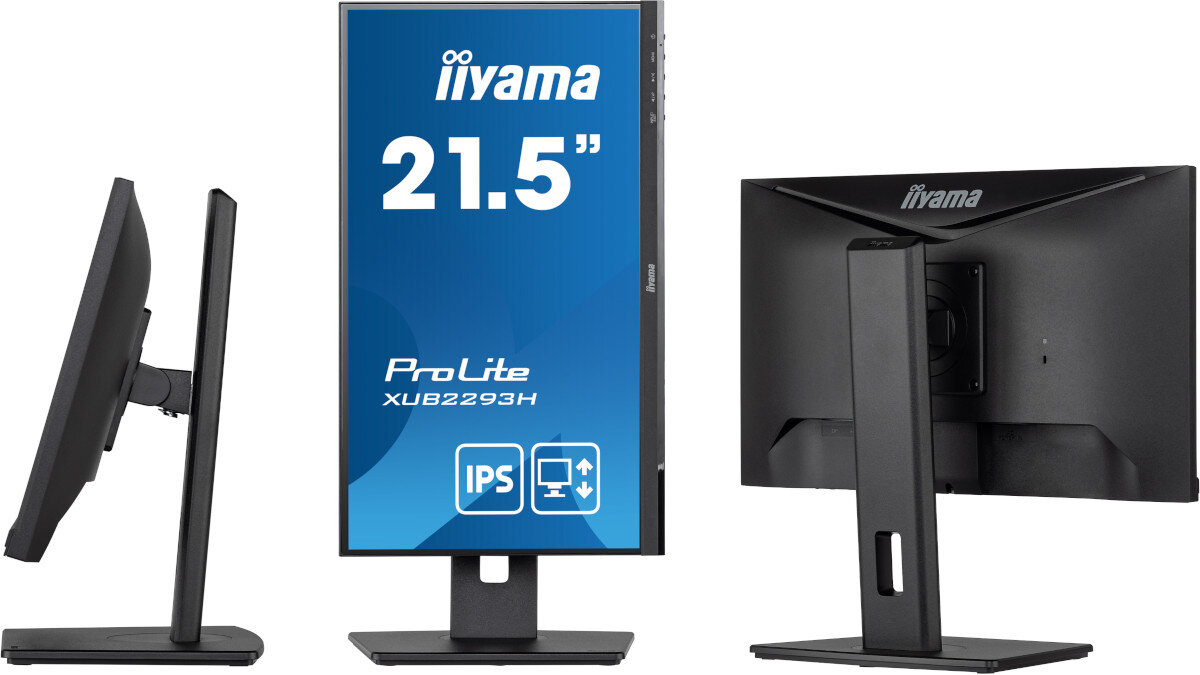 Monitor IIYAMA ProLite XUB2293HS-B5 ramka podstawa stabilność wysokość nachylenie obrót regulacja VESA PIVOT