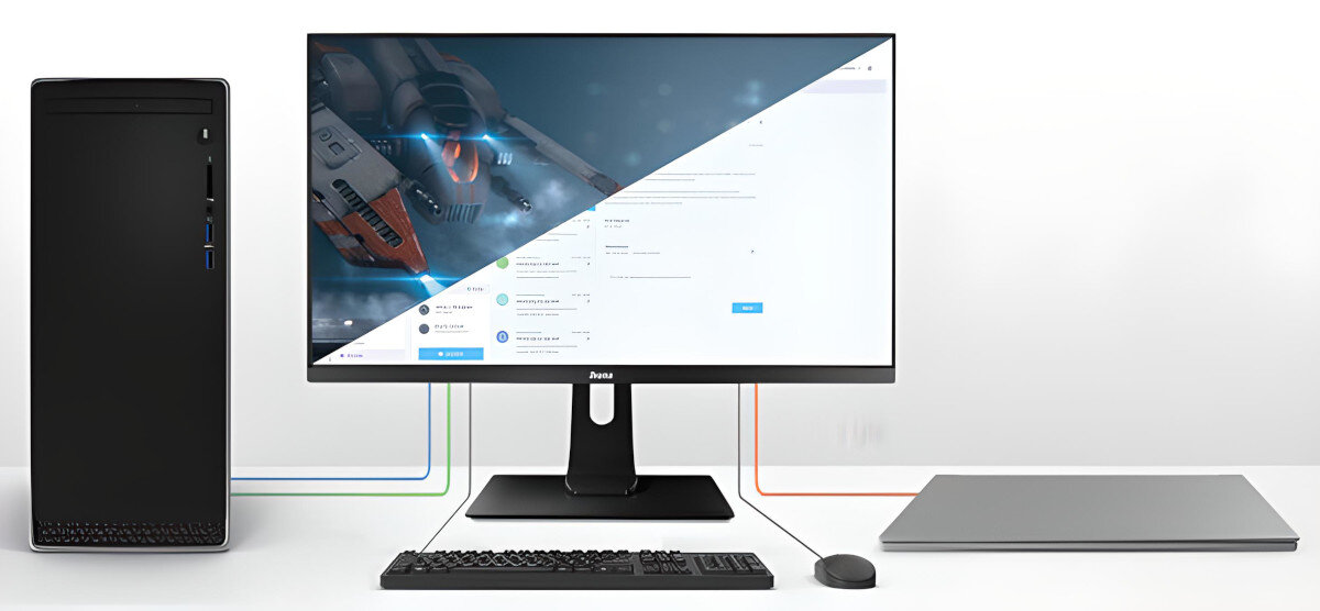 Monitor IIYAMA ProLite XCB3494WQSN-B5 przełącznik KVM obsługa funkcje