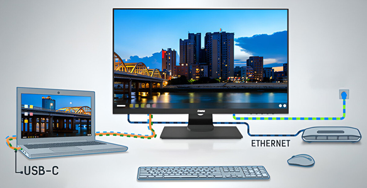 Monitor IIYAMA ProLite XCB3494WQSN-B5 porty złącza zasilanie hub podłączenie