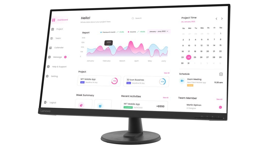Monitor LENOVO D32-40 - 1920 x 1080 px 72% NTSC 16.7 miliona kolorów  