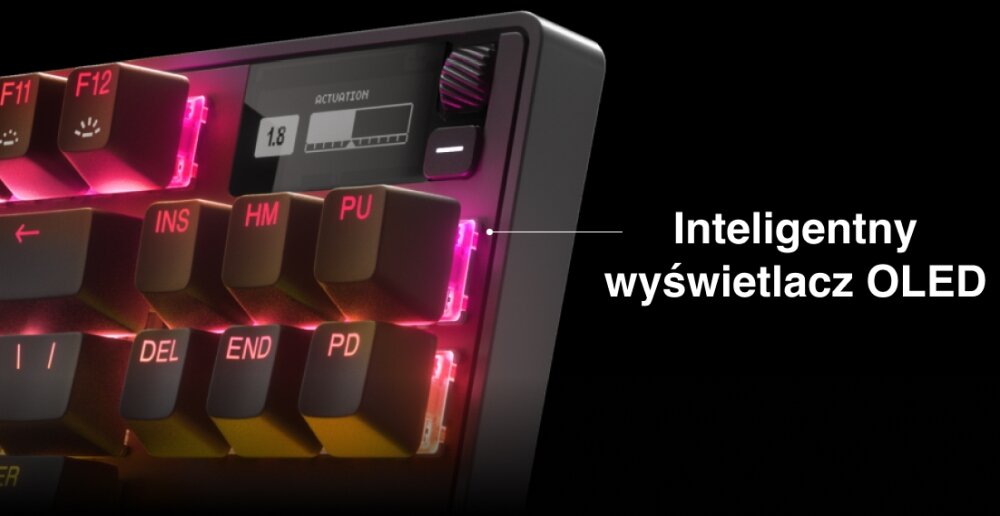 Klawiatura STEELSERIES Apex Pro TKL Wireless Wired szybkość zastosowanie technologia wygoda nacisk siła gra kontrola wyświetlacz OLEDD projekt