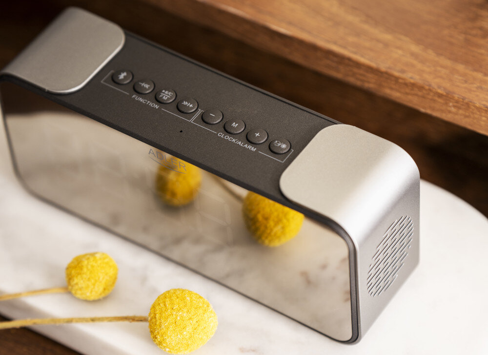 Radiobudzik ADLER AD 1190 Srebrny Radio FM stacja zakres Bluetooth v5.0