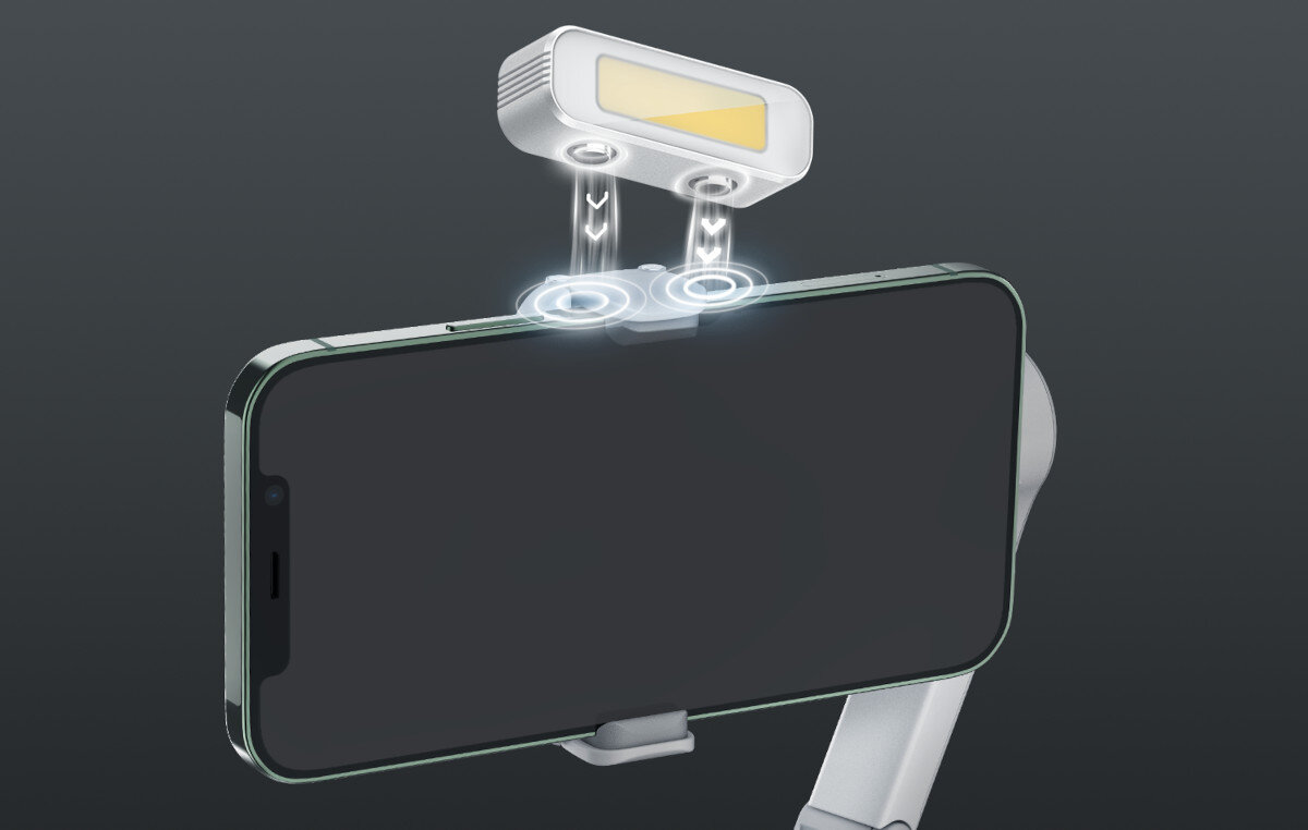 Gimbal ZHIYUN Smooth Q4 Combo Biały lampa światło regulacja jasność przyciski