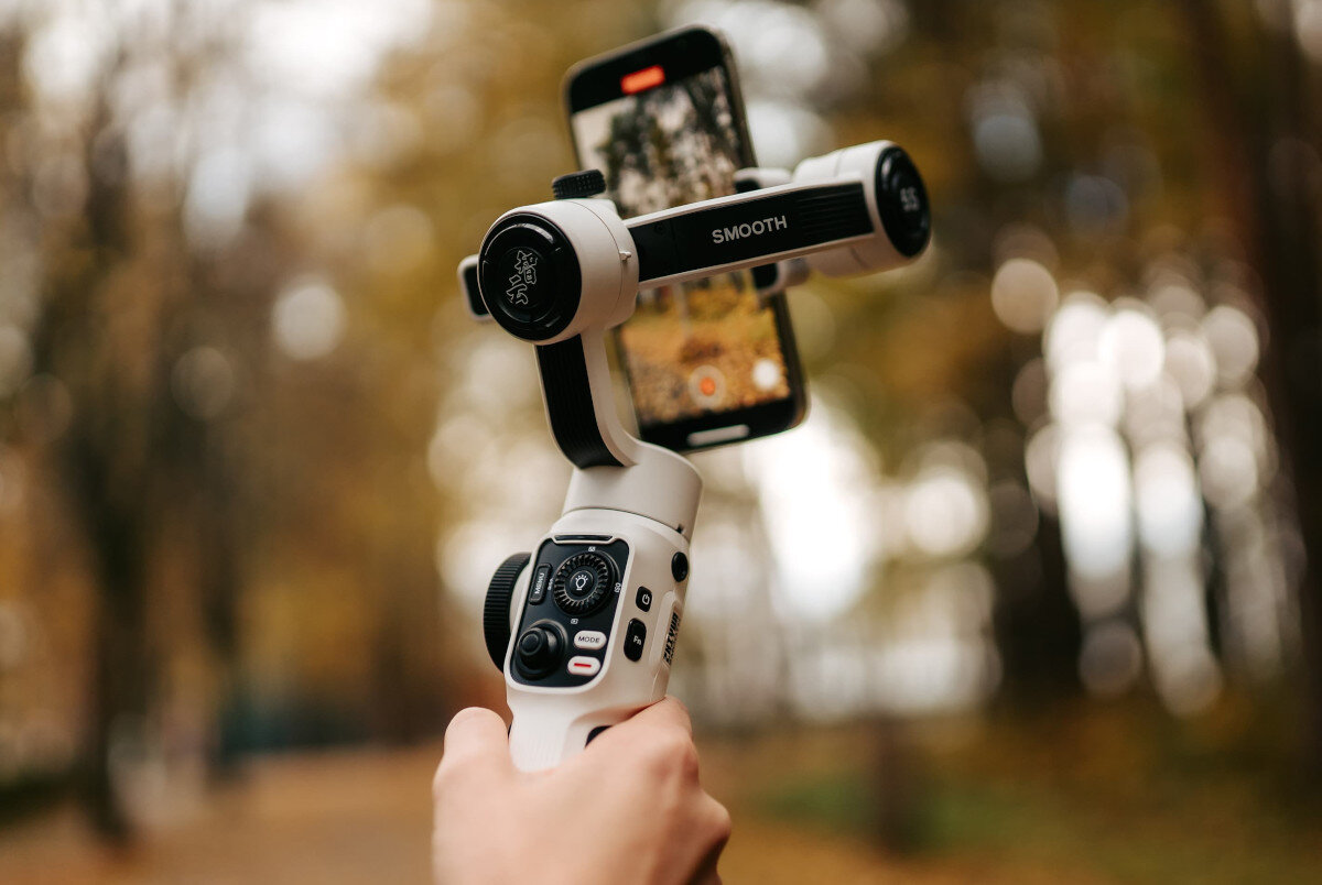 Gimbal ZHIYUN Smooth 5S Combo Biały aplikacja obsługa funkcje regulacja