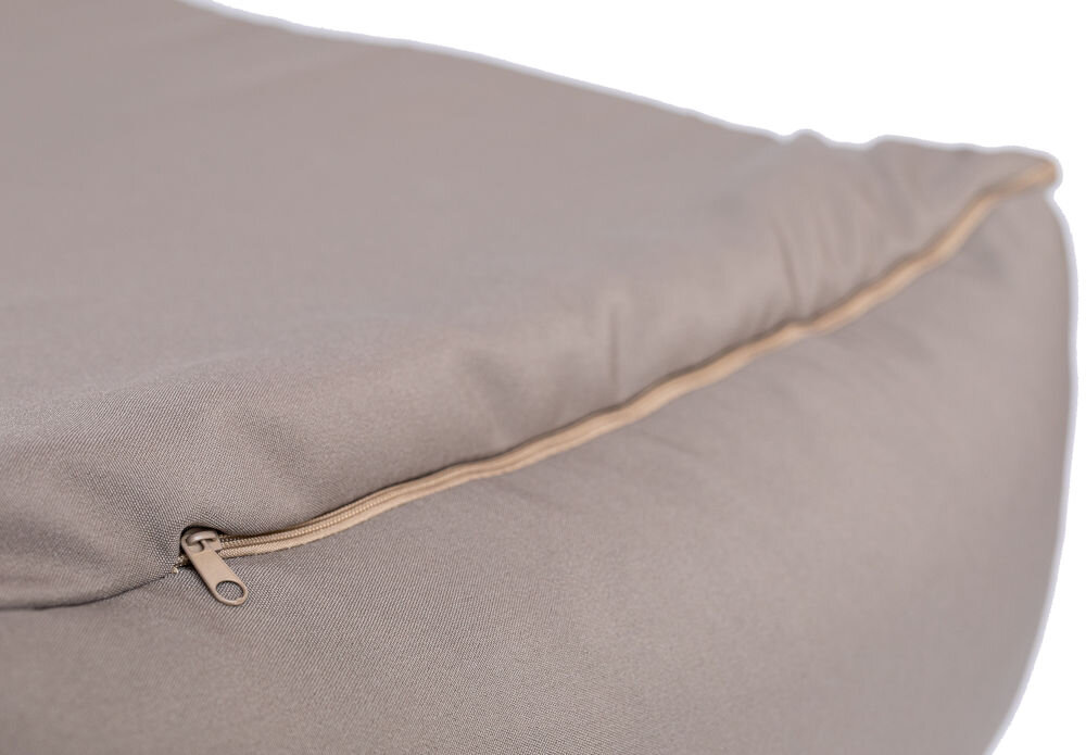 Legowisko uniwersalne YEGO DESIGN Dog Bed Zbliżenie na czarny zamek błyskawiczny wszyty w bok legowiska. Zamek sugeruje, że pokrowiec jest zdejmowany