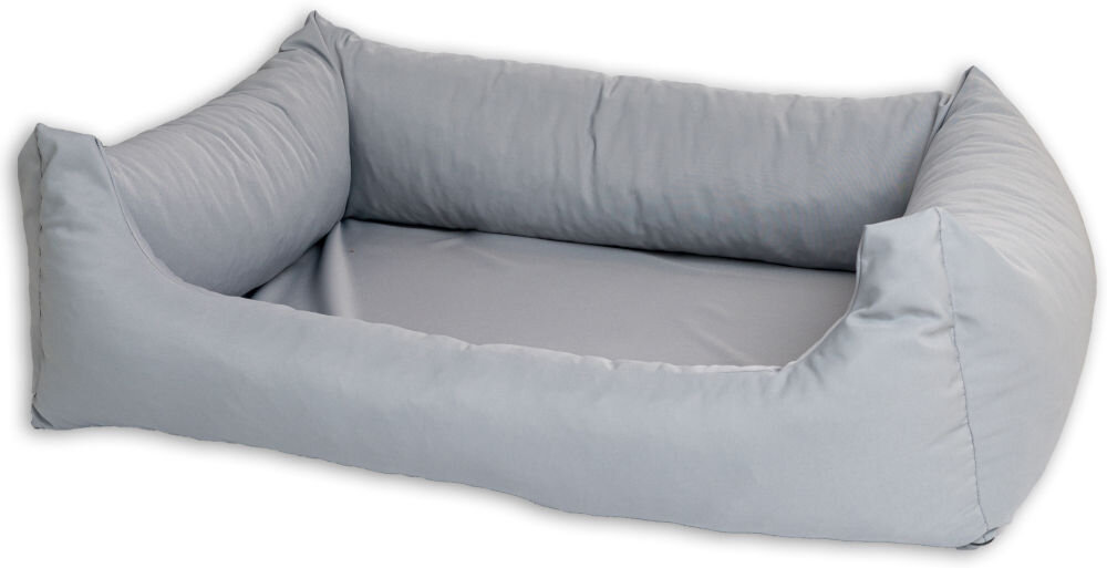 Legowisko uniwersalne YEGO DESIGN Dog Bed Całe legowisko dla psa sfotografowane na białym tle. Ma prostokątny kształt i wysokie, grube, puszyste boki, tworzące otwartą przestrzeń do leżenia