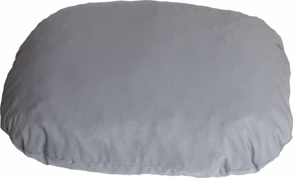 Legowisko uniwersalne YEGO DESIGN Oval Duża, owalna poduszka z widocznym szwem na środku, sfotografowana na białym tle