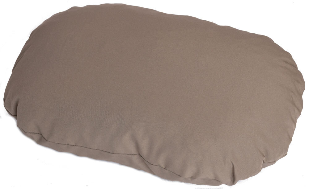 Legowisko uniwersalne YEGO DESIGN Oval Duża, owalna poduszka z boku widoczny szew. Poduszka sfotografowana na białym tle