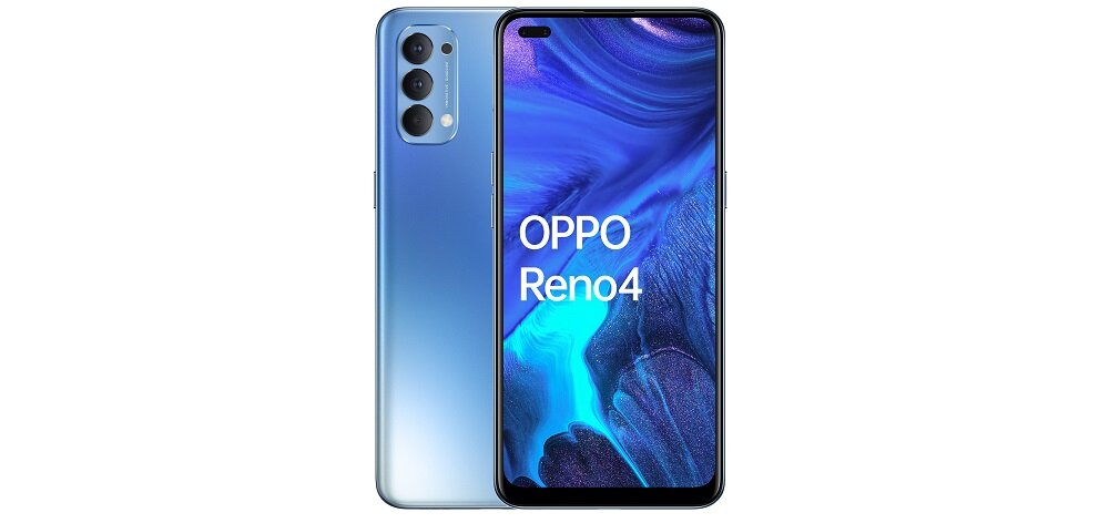 Smartfon OPPO Reno 4 5G 8 128GB Niebieski widok przód tył