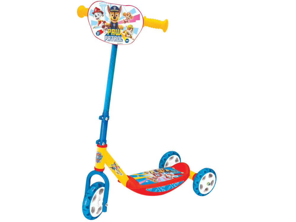 Hulajnoga dla dzieci SMOBY Psi Patrol 750190 Niebiesko-żółty w niebiesko-żółtej kolorystyce postaci z filmu Psi Patrol z lekkich wytrzymałych materiałów bezpieczne użytkowanie sterowanie poprzez balansowanie ciałem