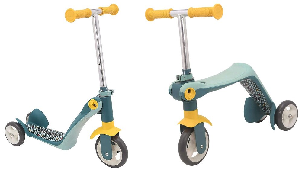 Hulajnoga dla dzieci SMOBY 2w1 750612 Niebiesko-żółty możliwość przerobienia z hulajnogi na biegacz więcej atrakcji pobudzą aktywność