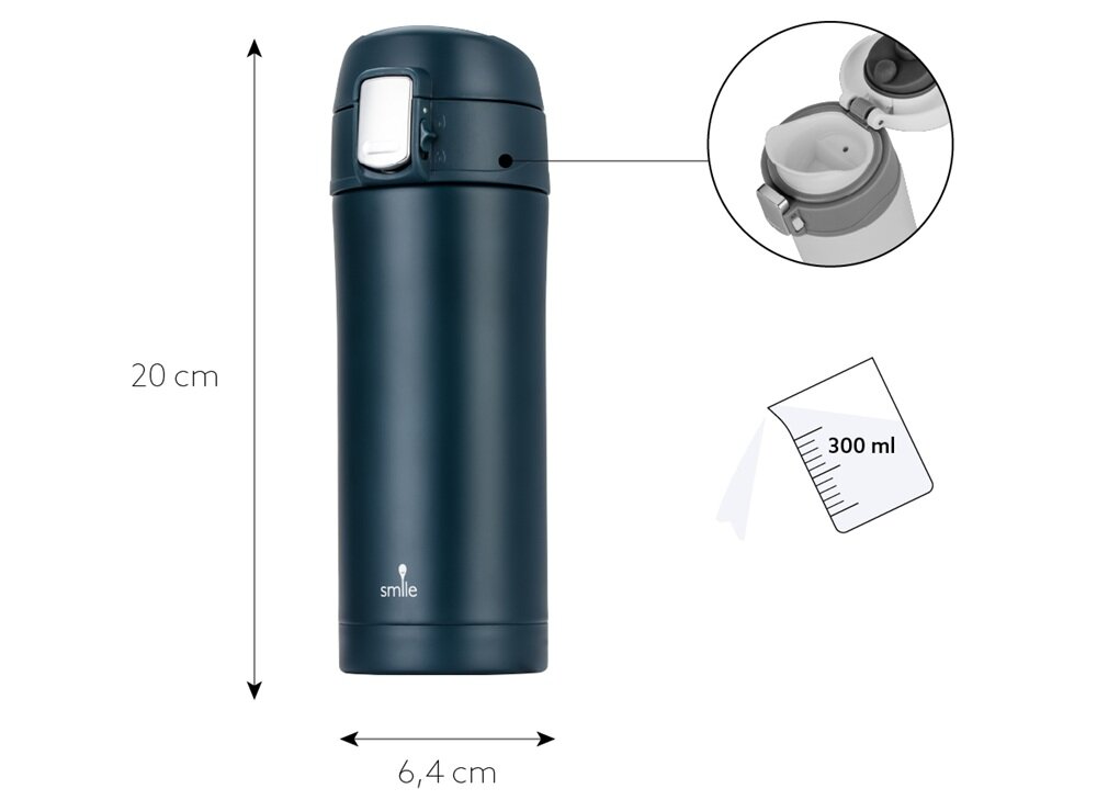 Termos SMILE STT-15 Granatowy 300 ml poręczny, odpowiedni rozmiar, minimalistyczna forma, do każdego stylu