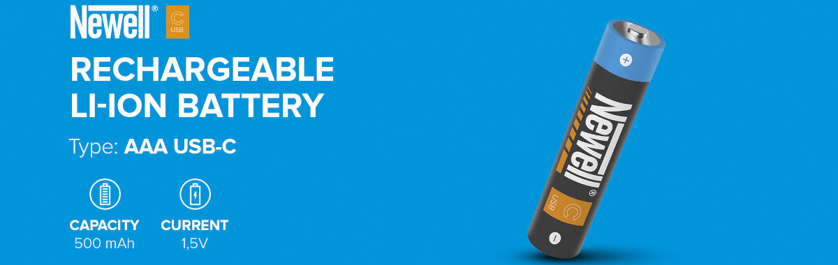 Akumulatorki AAA 500 mAh NEWELL (2 szt.), uniwersalność, kompatybilność, dom, urządzenia, na niebieskim tle akumulatorek i i jego zalety