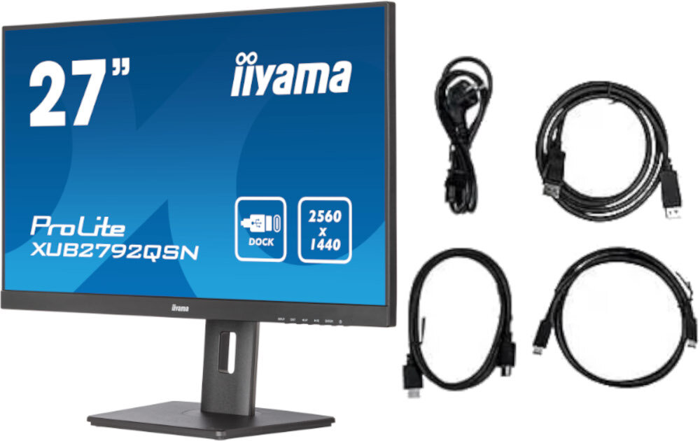 Monitor IIYAMA ProLite XUB2792QSN-B5 opakowanie Zawartość akcesoria kable dodatki