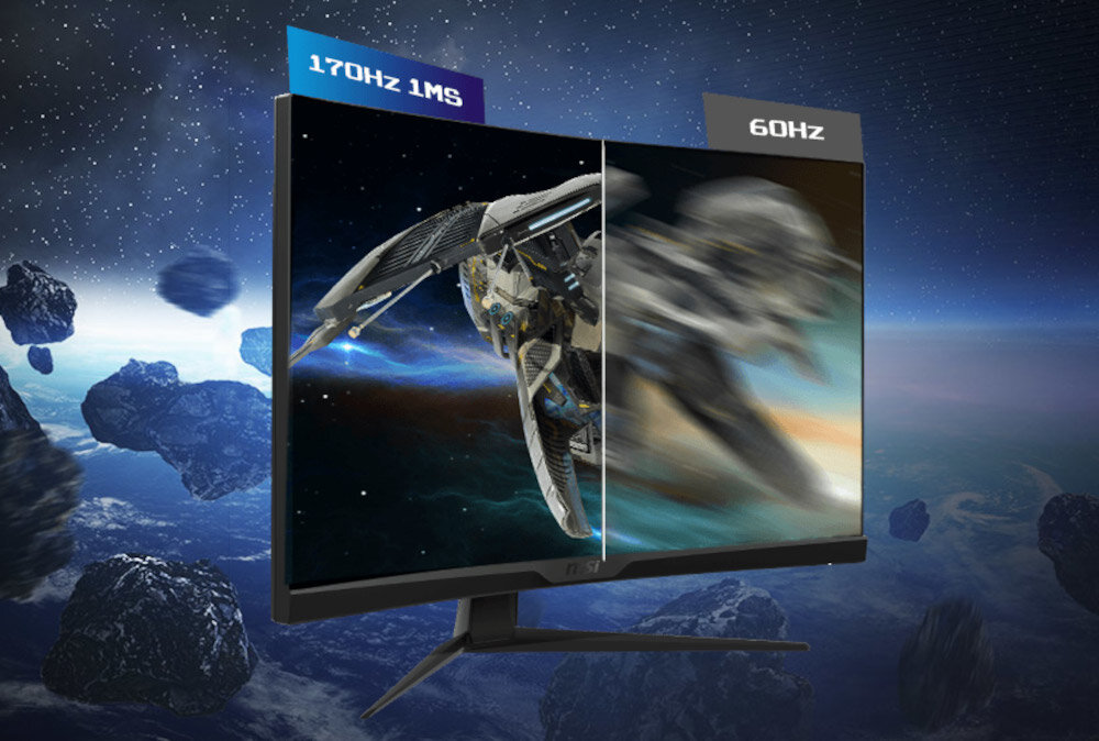 Monitor MSI G322C 31.5 1920x1080px 170Hz 1 ms Curved płynność czas reakcji częstotliwość szybkość obraz