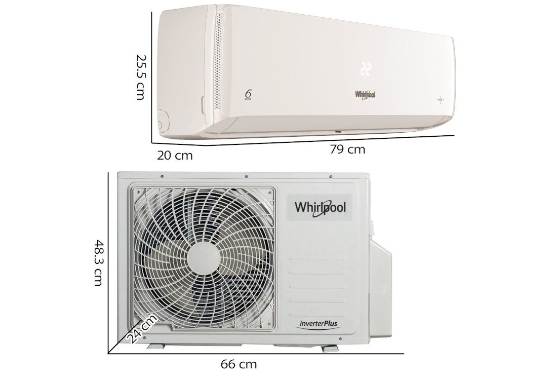 Klimatyzator Split, Pompa ciepła powietrze - powietrze WHIRLPOOL SPICR309W Mobilne wymiary rozmiar