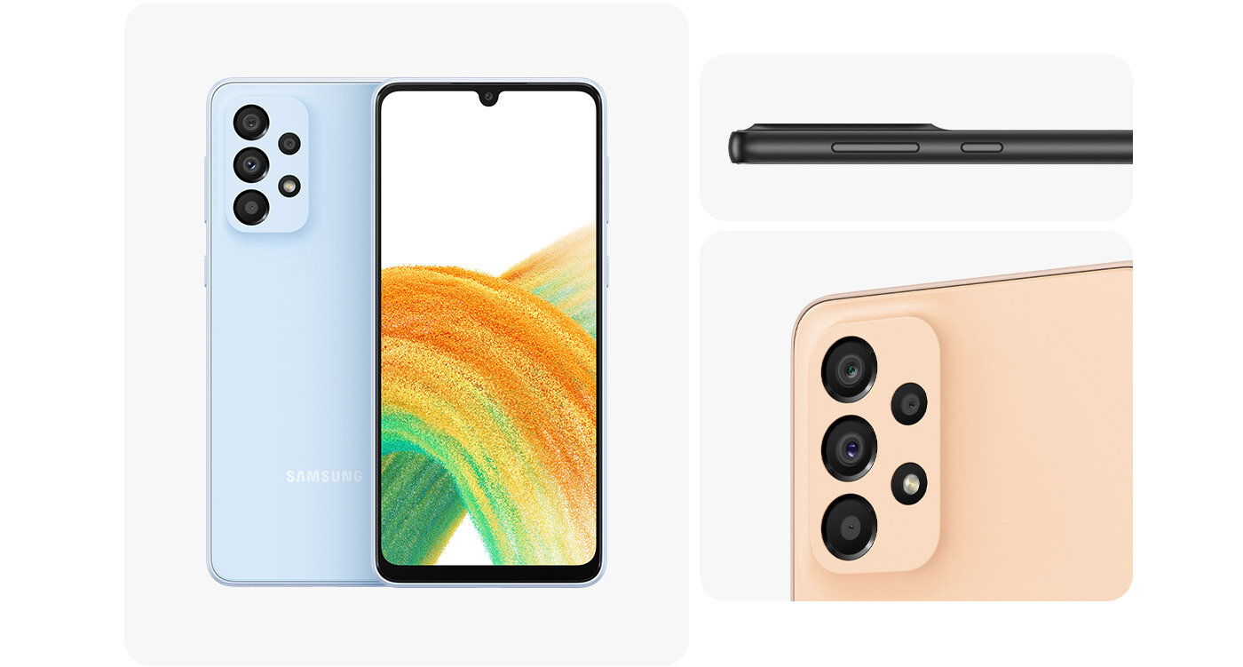 Smukły i elegancki smartfon Samsung Galaxy A33 dostępny w Media Expert występuje w czterech wersjach kolorystycznych
