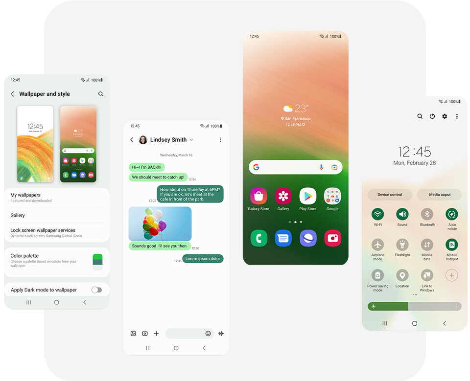 System Android One UI umożliwia dogłębną personalizację interfejsu Samsunga Galaxy A33 dostępnego w ofercie sieci sklepów Media Expert System Android One UI umożliwia dogłębną personalizację interfejsu Samsunga Galaxy A33 dostępnego w ofercie sieci sklepów Media Expert