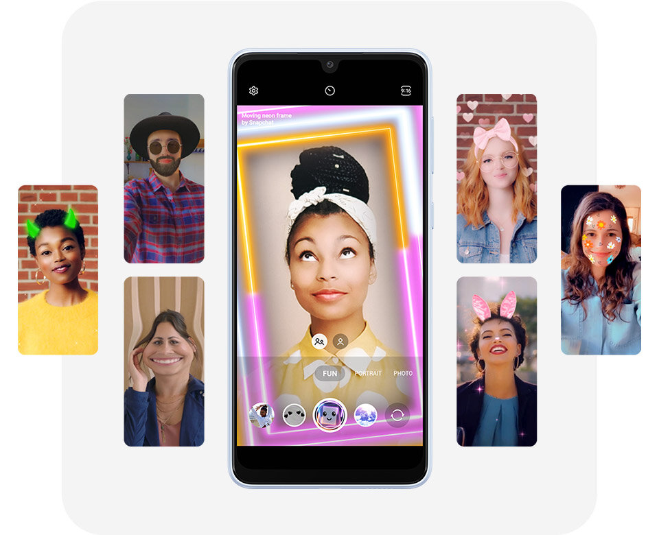 Zabawne filtry i śmieszne efekty są dostępne w trybie Rozrywka Zabawne filtry i śmieszne efekty są dostępne w trybie Rozrywka