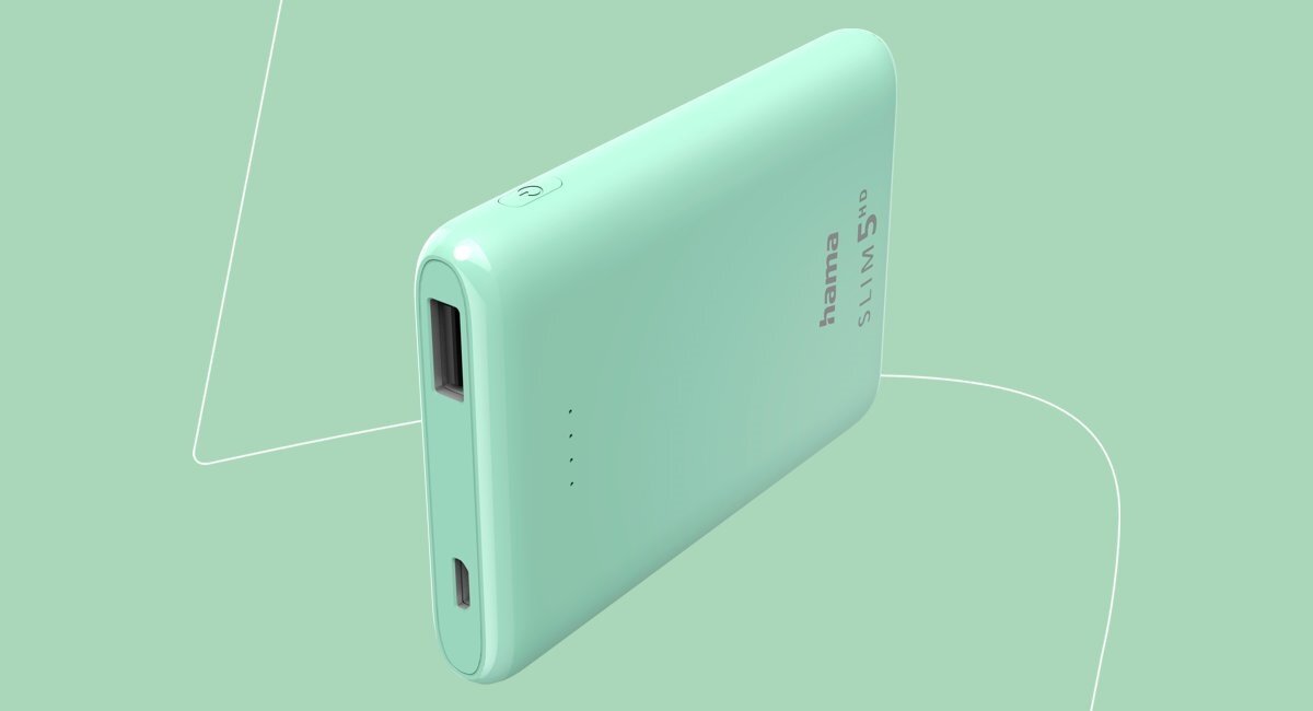 Dwukrotnie naładowany telefon powerbank Hama Slim 5HD