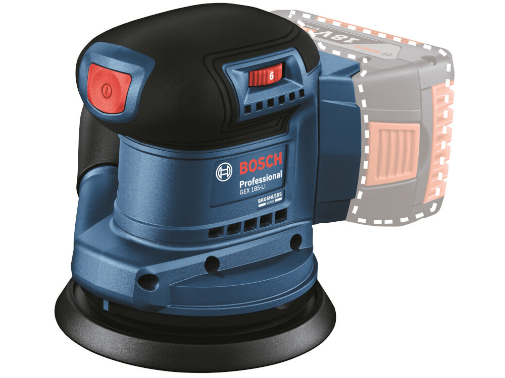 Szlifierka mimośrodowa BOSCH Professional GEX 185-LI zasilanie akumulatorowe wysokowydajny akumulator z serii BOSCH Professional 18V
