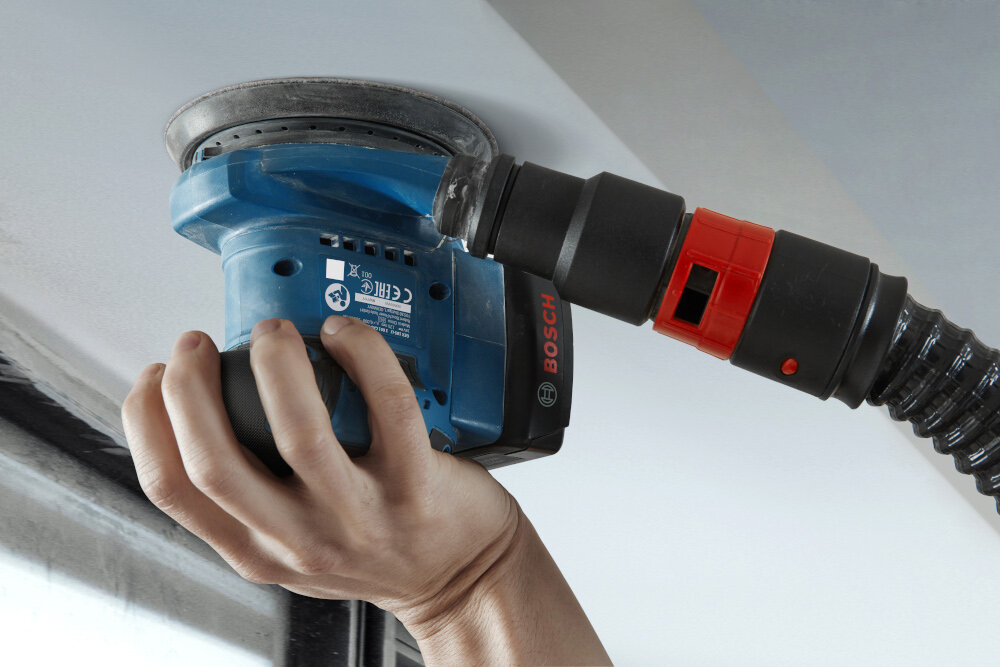 Szlifierka mimośrodowa BOSCH Professional GEX 185-LI ergonomiczny design miekkie uchwyty ergonomicznie wyprofilowana obudowa
