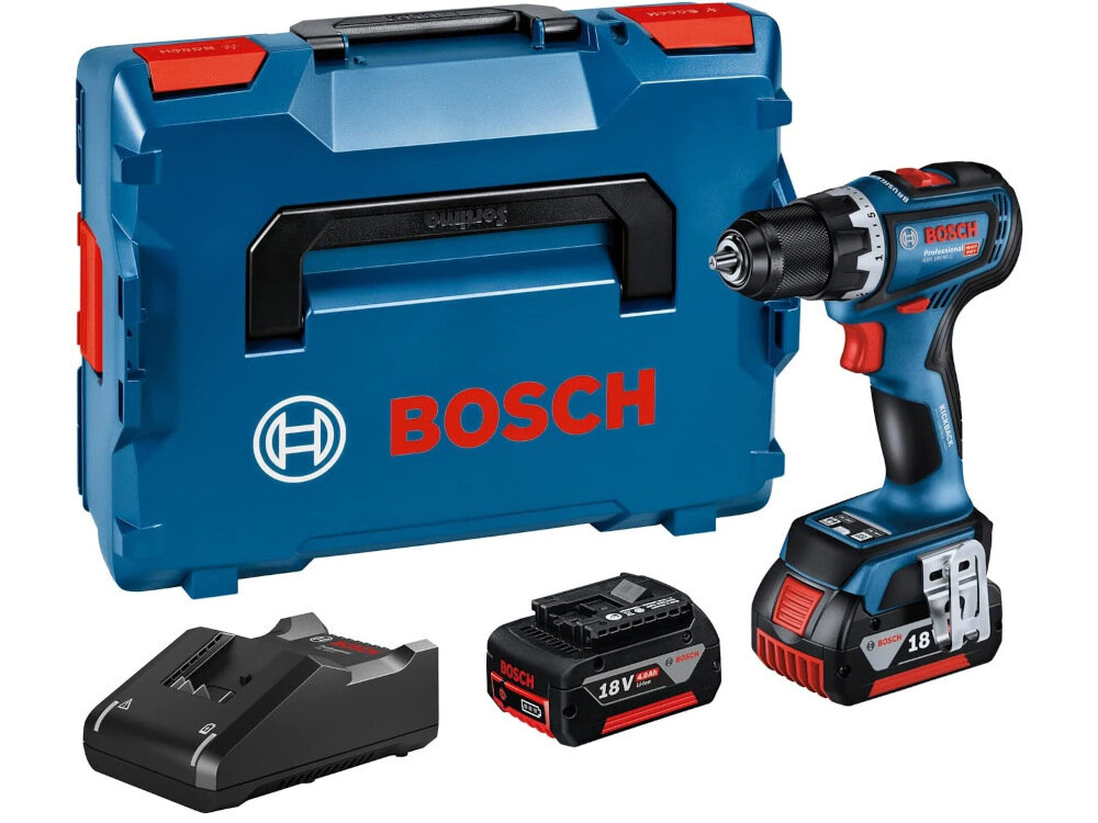 Wiertarko-wkrętarka BOSCH Professional GSR 18V-90 C 06019K6006 zestaw dwa akumulatory ladowarka walizka dokumentacja