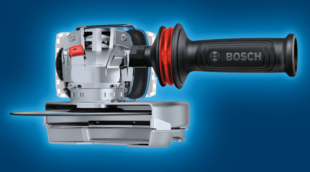 Szlifierka kątowa BOSCH Professional GWS 18V-180 PC 06019H6E01 rekojesc pomocnicza optymalne prowadzenie nrzedzia zwiekszenie sily nacisku lepsze manewrowanie lepsza precyzja