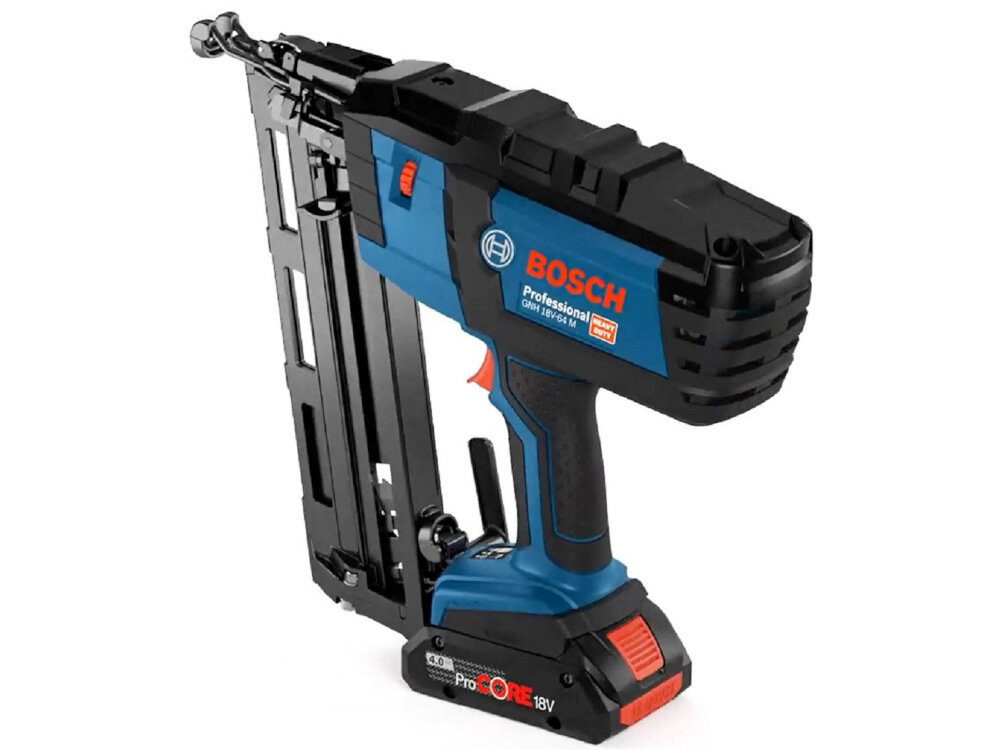Gwoździarka BOSCH Professional GNH 18V-64 M 0601481001 mobilne elektronarzędzie wydajna praca smukla budowa antypoślizgowy uchwyt