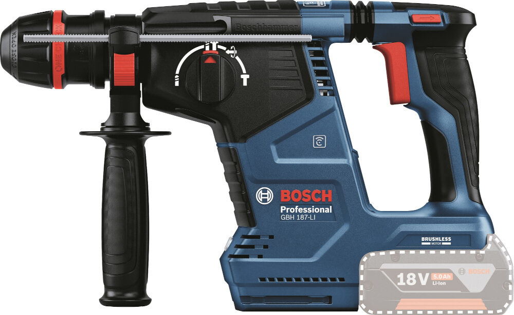 Młot udarowo-obrotowy BOSCH Professional GBH 187-LI 0611923120 silnik bezszczotkowy zoptymalizowany mechanizm prędkość obrotowa do 980 obr/min