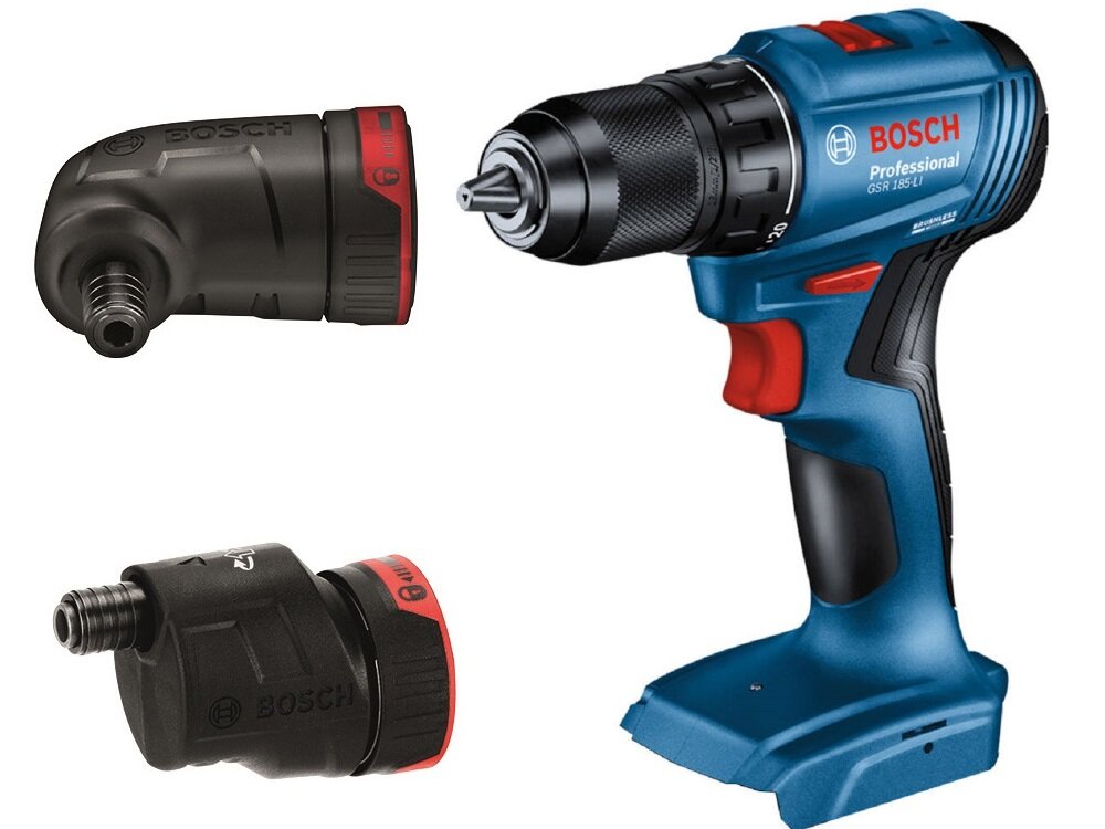 Wiertarko-wkrętarka BOSCH Professional GSR 18V-60 FC 06019G7103 seria narzedzi z systemem FlexiClik obsluga regulowanych adapterow elastycznosc pracy blokada w 16 pozycjach pod katem 360 stopni bez wyjmowania z narzedzia
