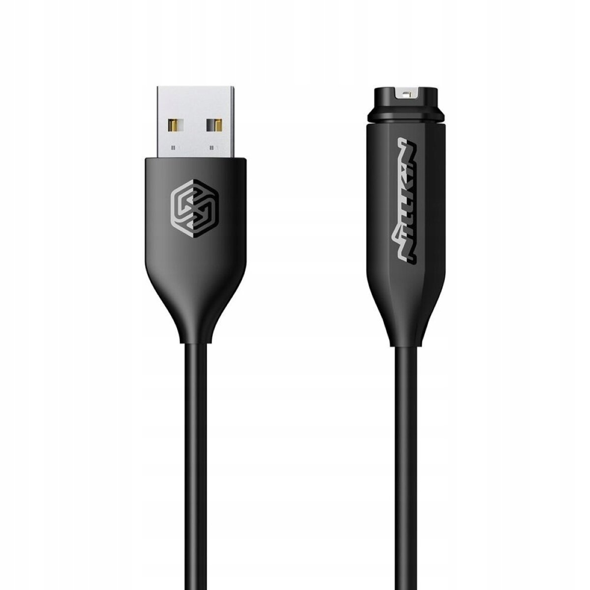 Czarny kabel USB z logo producenta na jednym końcu i napisem \'Nillkin\' na drugim. Kabel przeznaczony jest do ładowania i przesyłania danych.