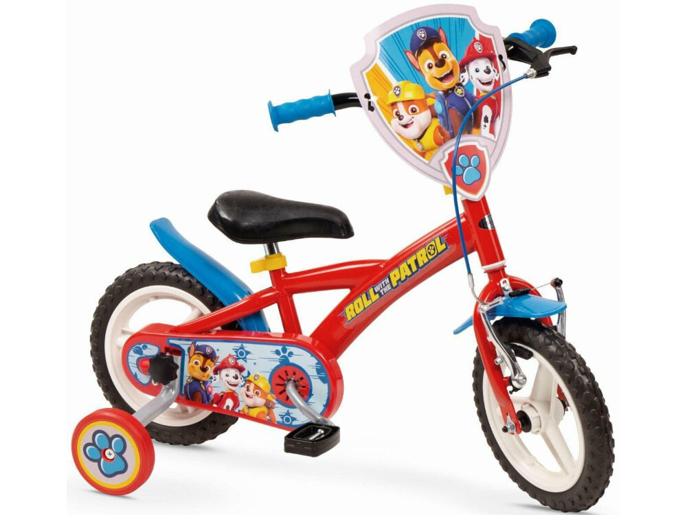 Rower dziecięcy TOIMSA Psi Patrol 12 cali dla chłopca w czerwonej kolorystyce Psi Patrol dla dzieci w wieku od 3 do 5 lat