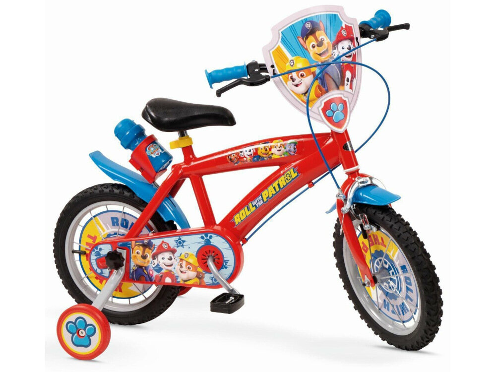 Rower dziecięcy TOIMSA Psi Patrol 14 cali dla chłopca w czerwonej kolorystyce Psi Patrol dla dzieci w wieku od 4 do 6 lat