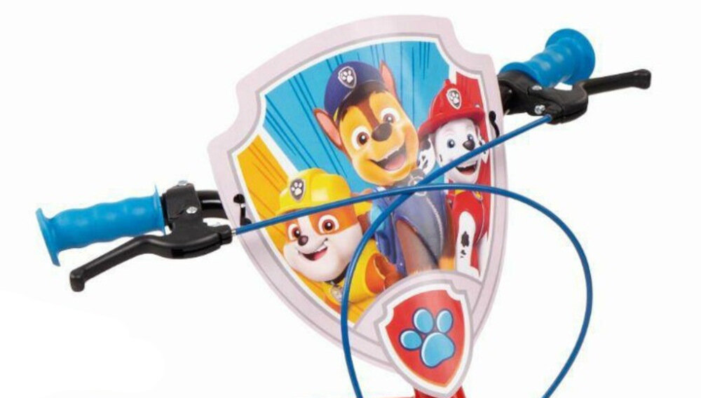 Rower dziecięcy TOIMSA Psi Patrol 14 cali dla chłopca ukryty kierownicy pokryte antypoślizgowym materiałem plakietka ochronna na kierownicy z wizerunkiem Psi Patrol