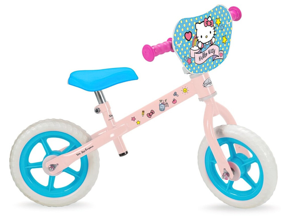 Rowerek biegowy TOIMSA Hello Kitty 149 Różowy pomaga ćwiczyć motorykę siłę mięśnie nóg utrzymywanie równowagi koordynację wzrokowo-ruchową dla dzieci powyżej 2 roku życia