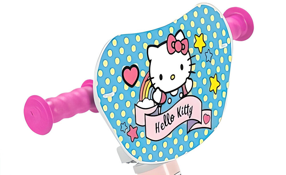 Rowerek biegowy TOIMSA Hello Kitty 149 Różowy regulowana kierownica standardowe uchwyty zabezpieczają ręce przed ześlizgnięciem się na boki kolorowa plakietka z postaciami kotkiem Hello Kitty