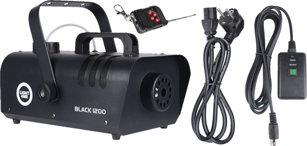Wytwornica dymu LIGHT4ME Black 1200 zestaw akcesoria opakowanie