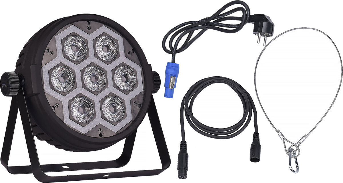 Reflektor LIGHT4ME Frame Par 7x12 LED RGBW Efekt opakowanie zawartość akcesoria