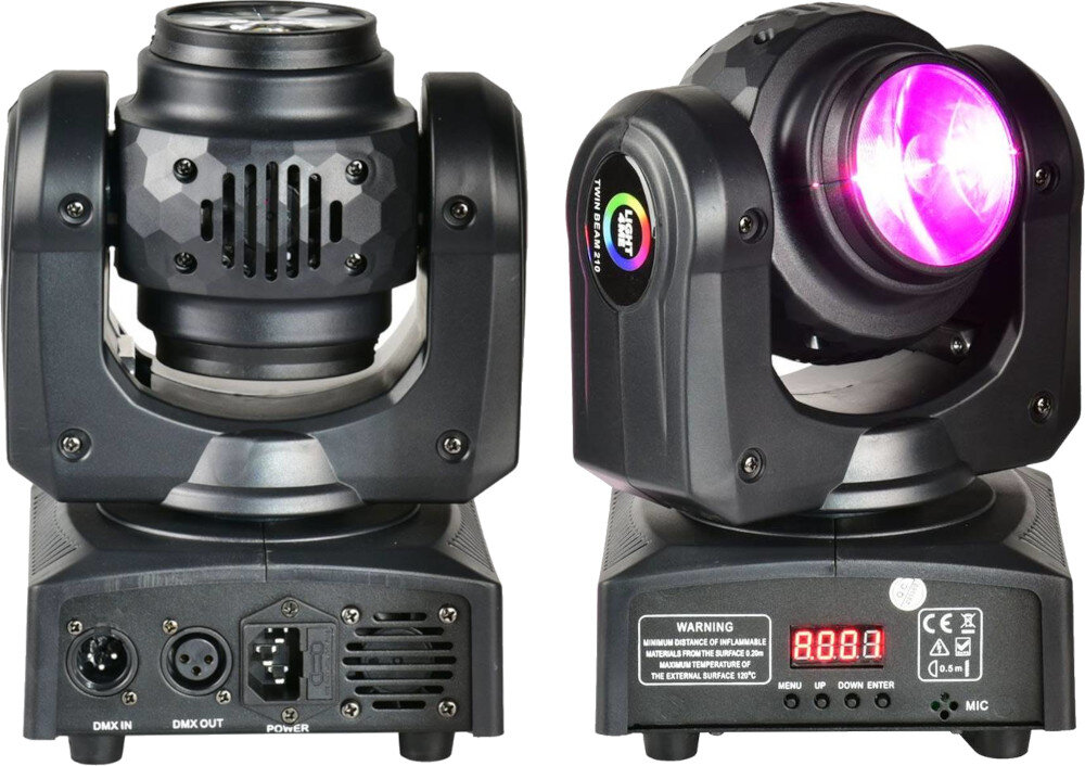 Reflektor LIGHT4ME LED Par Twin Beam 210 obsługa wyświetlacz przyciski złącza gniazda