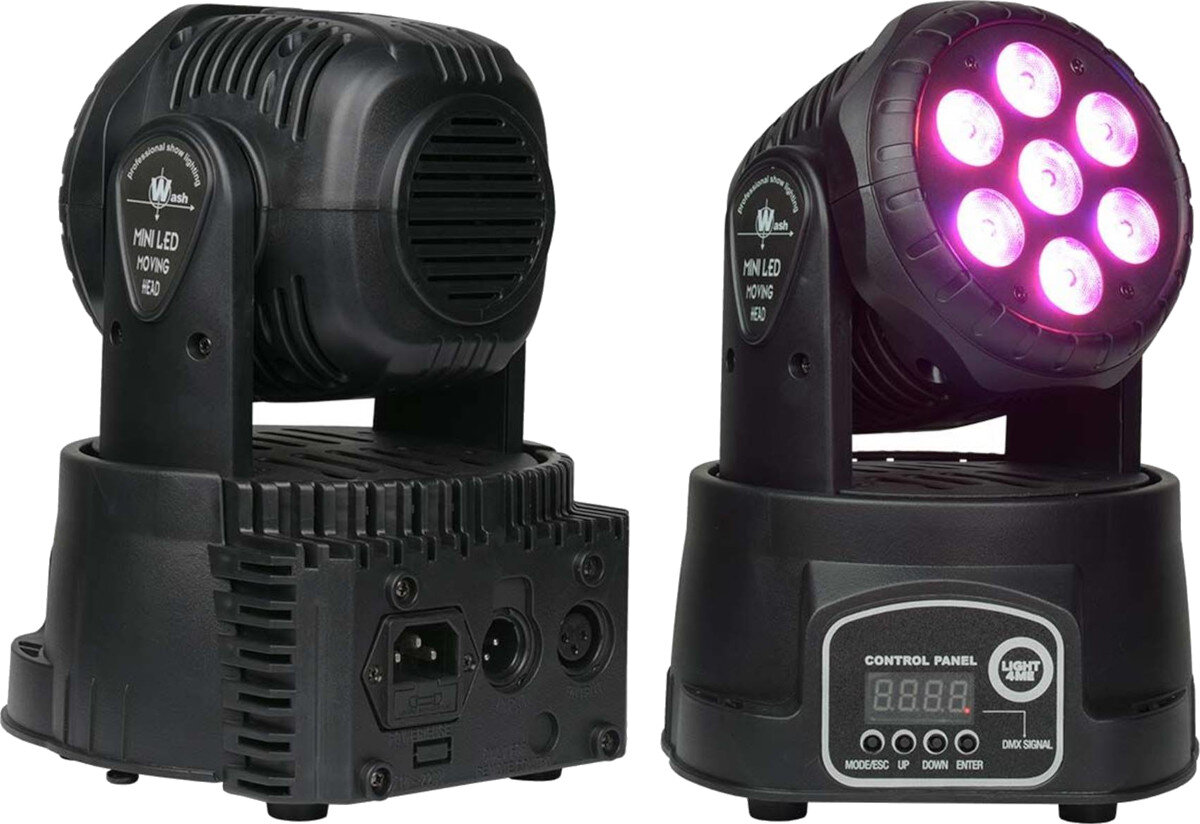 Reflektor LIGHT4ME LED Par Compact MH 7x8W waga wymiary złącza wyświetlacz obsługa obudowa