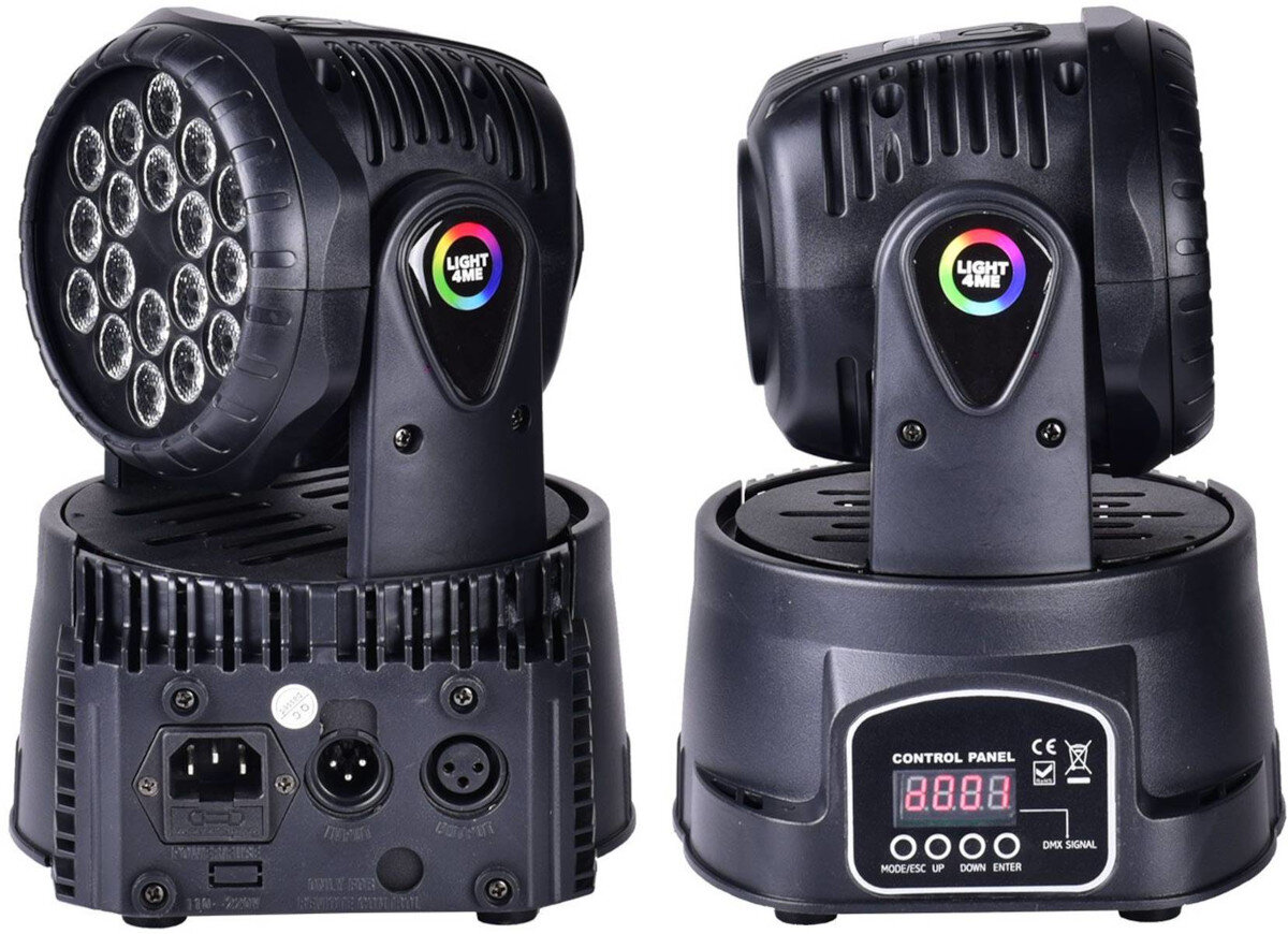 Reflektor LIGHT4ME LED Par Compact Moving Head 18x3W zasilanie moc natężenie światło regulacja