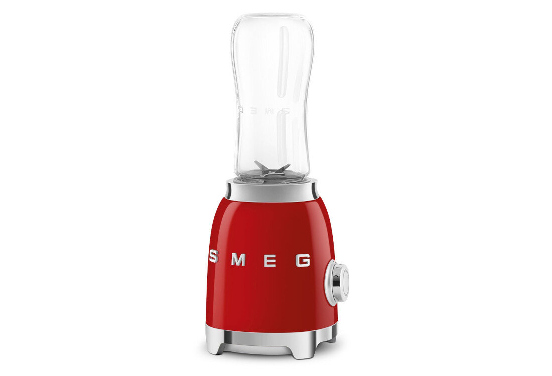 Blender personalny SMEG PBF01RDEU Bezpieczne i trwałe materiały z Tritan™ Renew tworzywa bez BPA Odporność na wstrząsy i pęknięcia bezpieczeństwo użytkowania spokój zdrowie