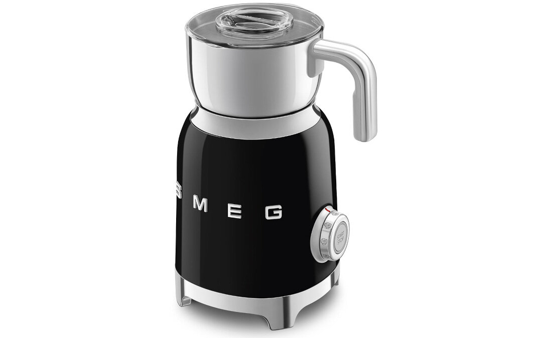Spieniacz SMEG MFF11BLEU Czarny kremowa pianka cappuccino latte macchiato gorąca czekolada zimna pianka latte art Ergonomiczny uchwyt kontrola