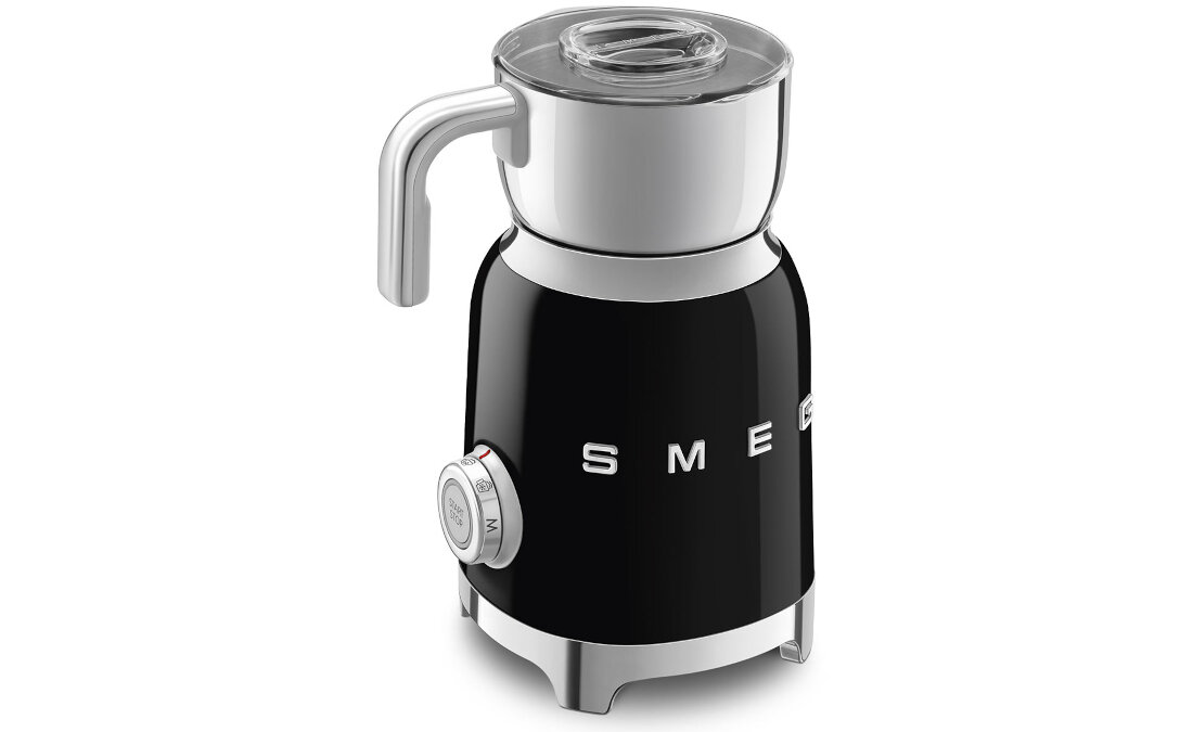Spieniacz SMEG MFF11BLEU Czarny 6 funkcji tryb manualny system grzewczy równomierne rozprowadzanie ciepła