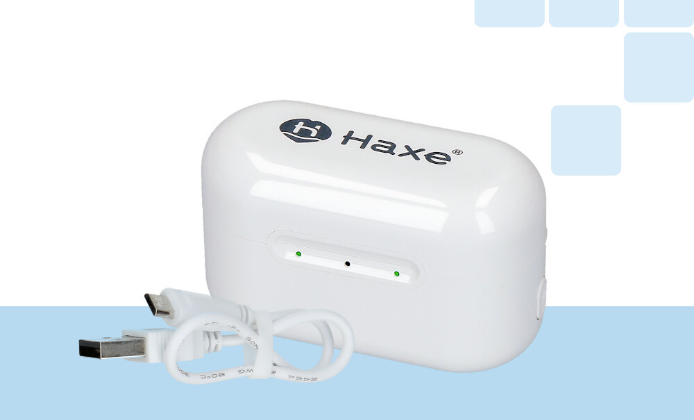 Aparat do poprawy słuchu HAXE JH-W5 proste ladowanie etui kabel microUSB wskazniki