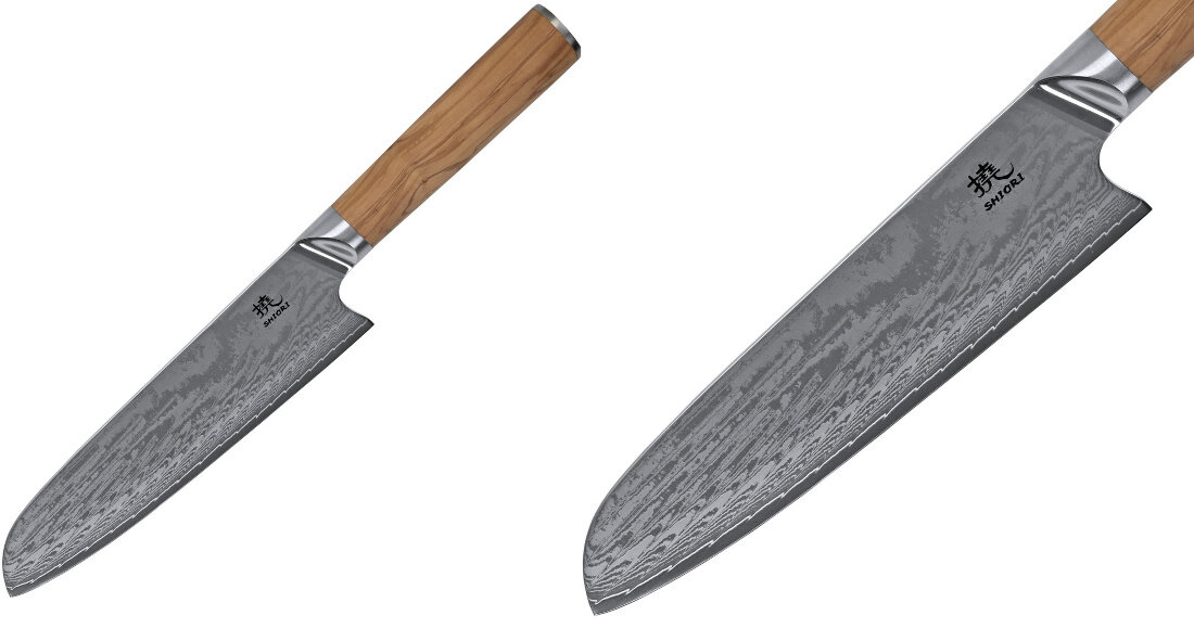 noz SHIORI Oribu Santoku twardosc 60 HRC wysoka wytrzymalnosc odpornosc na uszkodzenia