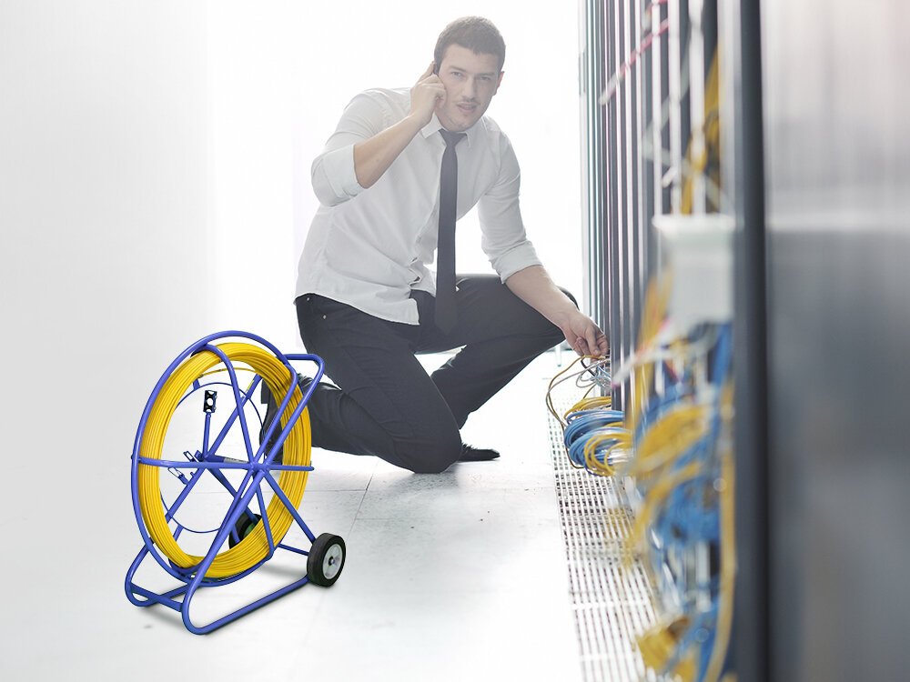 Pilot do przeciągania kabli Extralink Pilot 10 mm 250 m - stabilny stelaz, zwijanie, rozwijanie, przenoszenie, transport