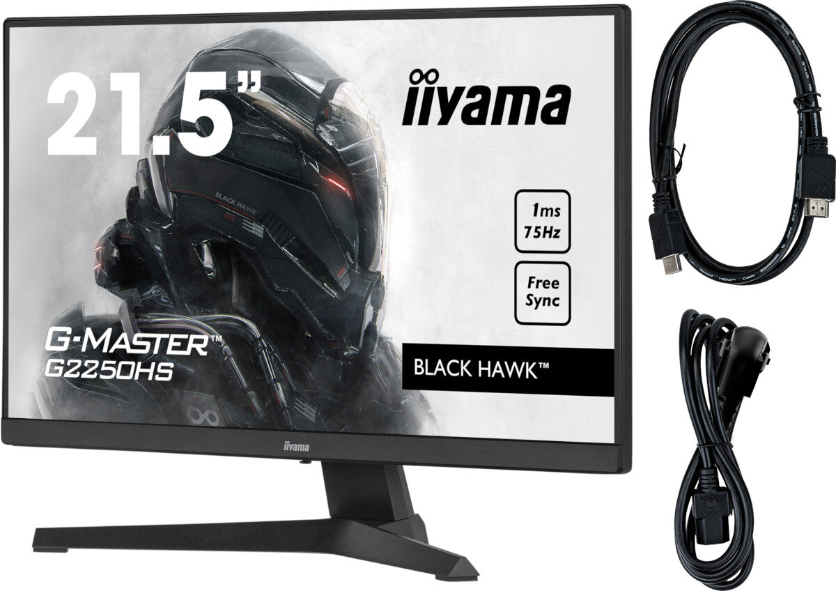 Monitor IIYAMA G-MASTER G2250HS-B1 opakowanie zawartość zestaw akcesoria
