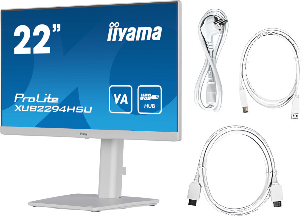 Monitor IIYAMA ProLite XUB2294HSU-W2 opakowanie zawartość akcesoria dodatki